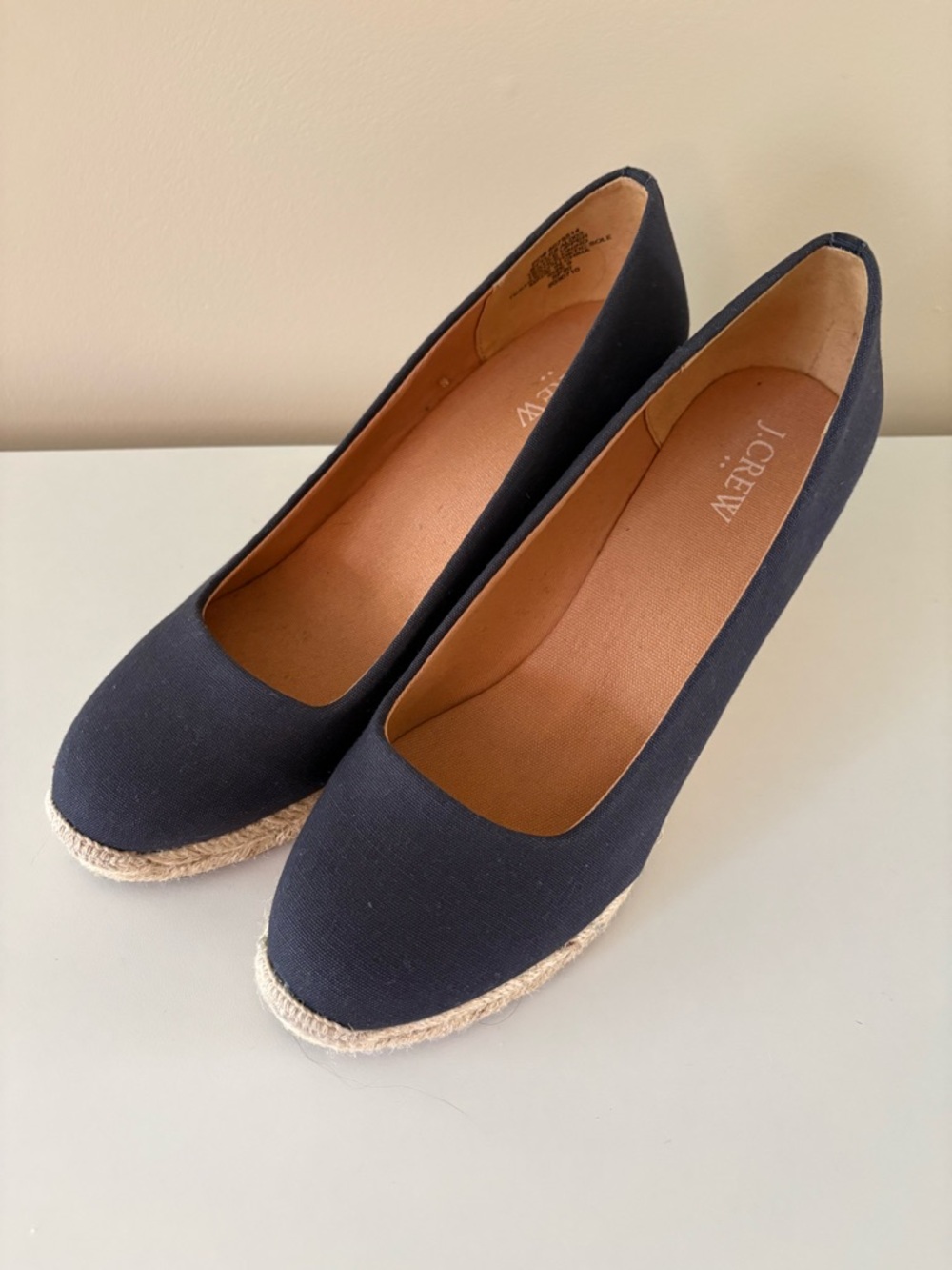 J. Crew Navy Espadrille Wedge Pumps - Picture 2 of 6